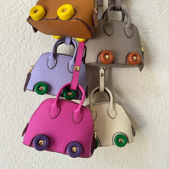 PU | Fuchsia Purple Micro Bowling Bolide Purse Bag Charm w/ Wheels Headphones - Picture 7 of 9